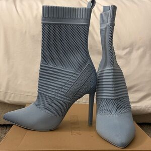 Steve Madden Light Blue Knit Heeled Boots